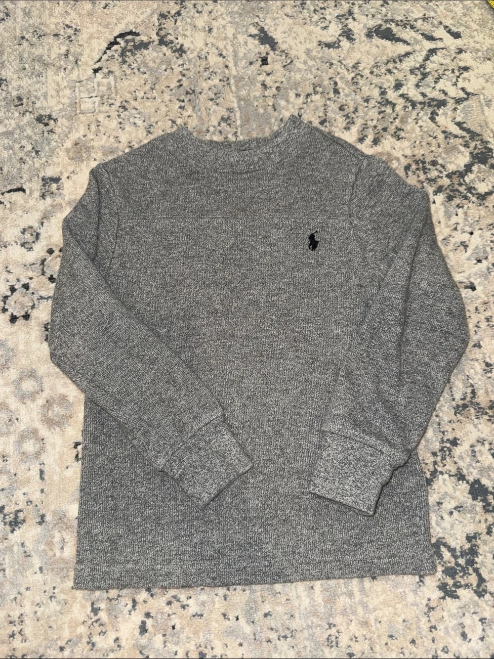 Ralph Lauren Heather Gray Crewneck Sweater with Black Pony